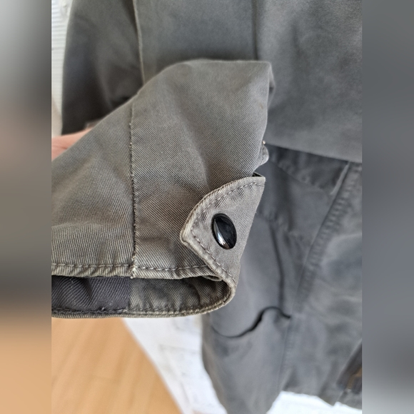 Gap The Utility Jacket Gray LINED Wide Collar Cargo Jacket Belted Petite SP - Picture 9 of 14